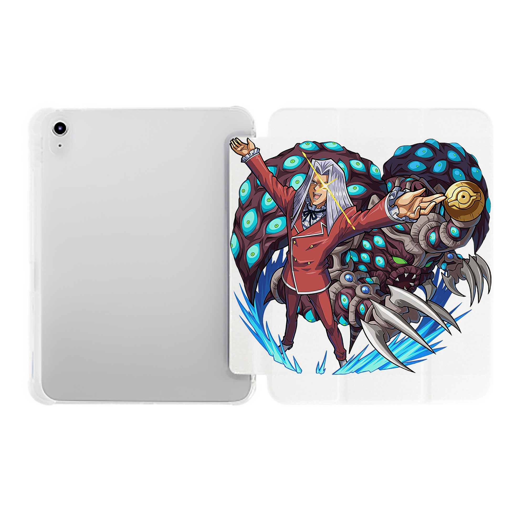 （画像用） 遊☆戯☆王 Yu-Gi-Oh! IPad ケース ペン収納付き 三つ折りスタンド PUレザー×シリコン 対応機種9.5/10.5/10.9インチ